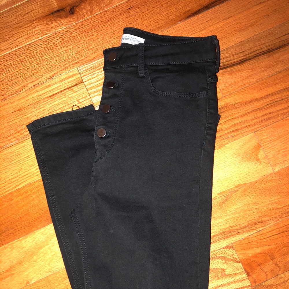 Button fly black Zara skinny jeans